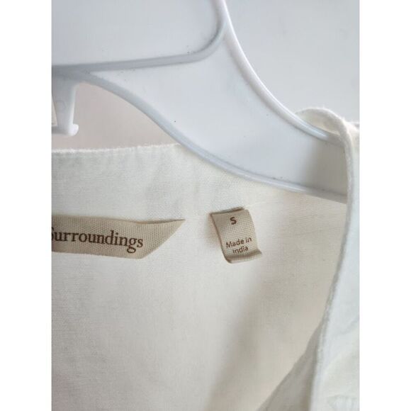 Soft Surroundings White Baby Doll Floral Embroidery Flax/Cotton Blouse sz Small - Picture 5 of 9